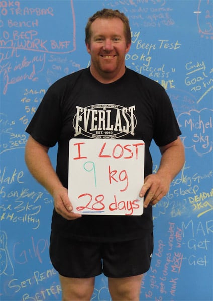 Stuart lost 9kgs in 28 days